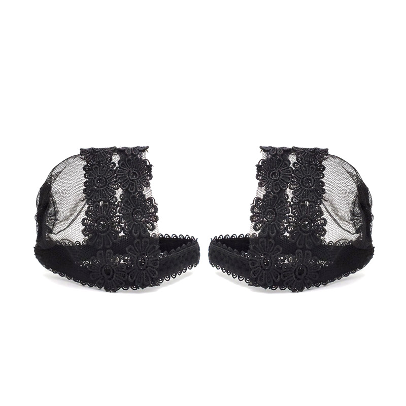 Hoge Hakken Anti Artefact Sexy Black Lace Bloem Hak Cover Fixed Schoenen Zonder Hak Kant