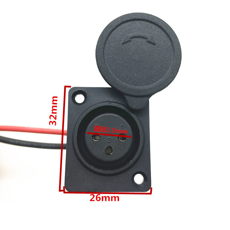 3Pin XLR Lithium Battery Charger Port Inline Plug Adapter Connector Jack Socket For E-Wheelchair Electric Scooters Parts E-Bike