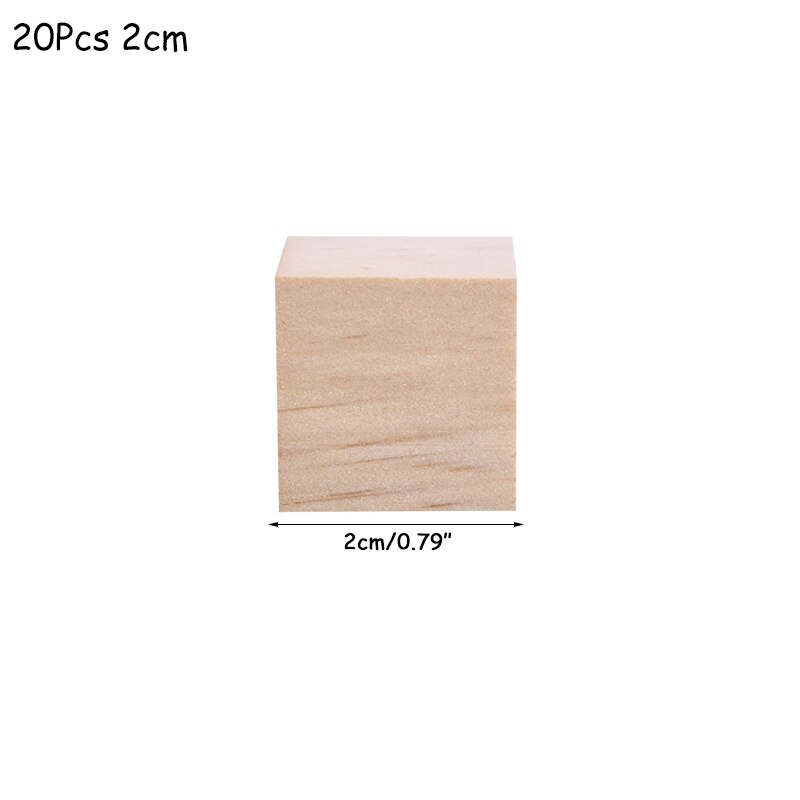 Wooden Square Blocks Unfinished Wood Solid Wood Cube Mini Cubes DIY Woodwork Craft Embellishment for Wedding Christmas Party: 20pcs 20mm