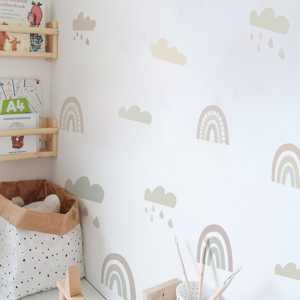 10 Stijlen Regenboog Op De Muur Stickers Diy Voor Kinderkamer Ornamenten Babykamer Stencils Muurstickers Vinyls Decoratieve