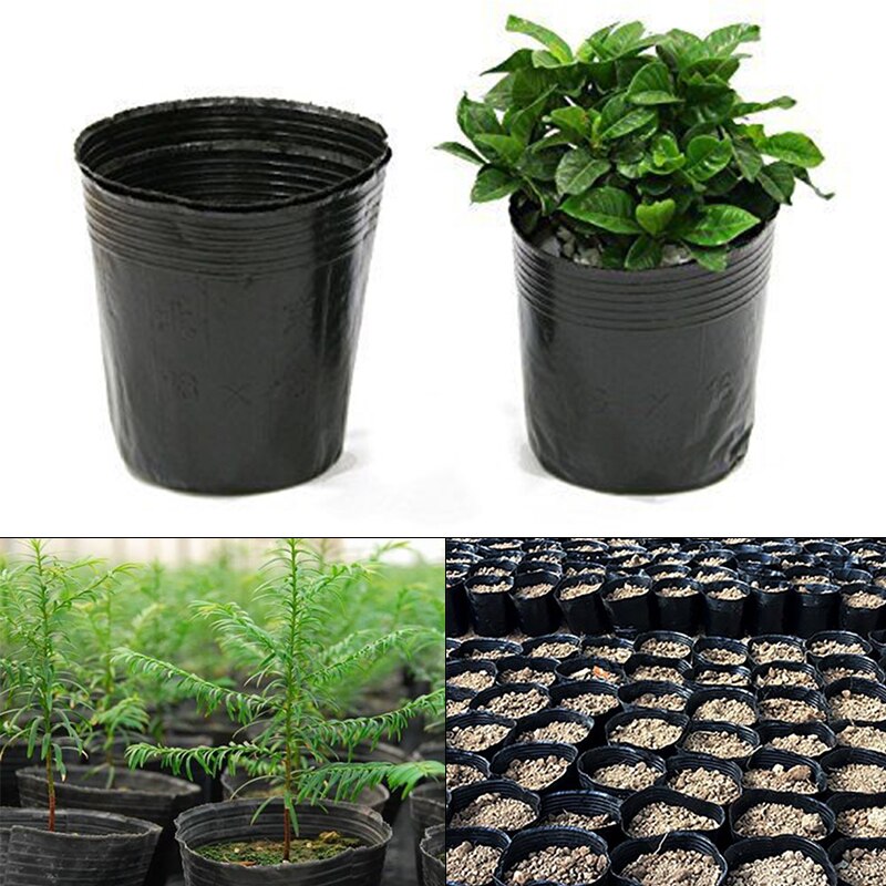 Pot de culture de plantes en plastique souple noir, Pot de culture de plantes, bol de Nutrition, tasse de semis, jardinière de jardin de balcon, 100 pièces #