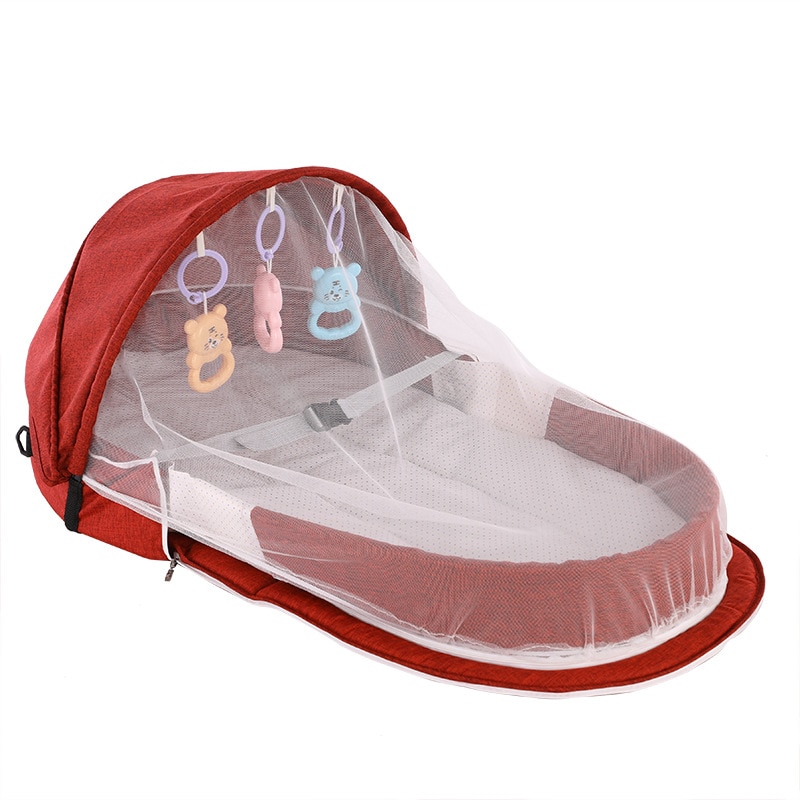 Bærbar foldbar babyseng rejse babyseng myggenet med åndbar baby sovekurv mobil tremmeseng baby: Hvid