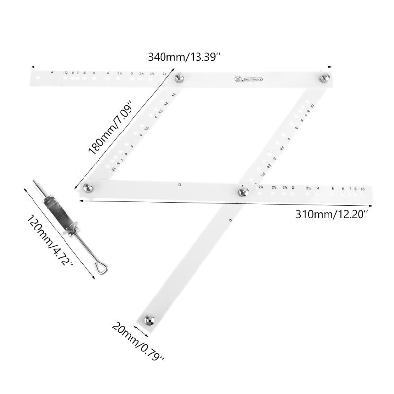 Regla de dibujo a escala de 34cm, herramienta de agrandamiento, reductor, plegable, pantografo,
