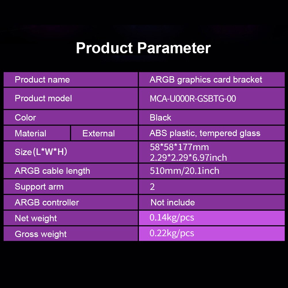 Cooler Master ARGB Graphics Card Support Brace Vertical Adjustable Video Card GPU Holder Bracket for Desktop PC Computer