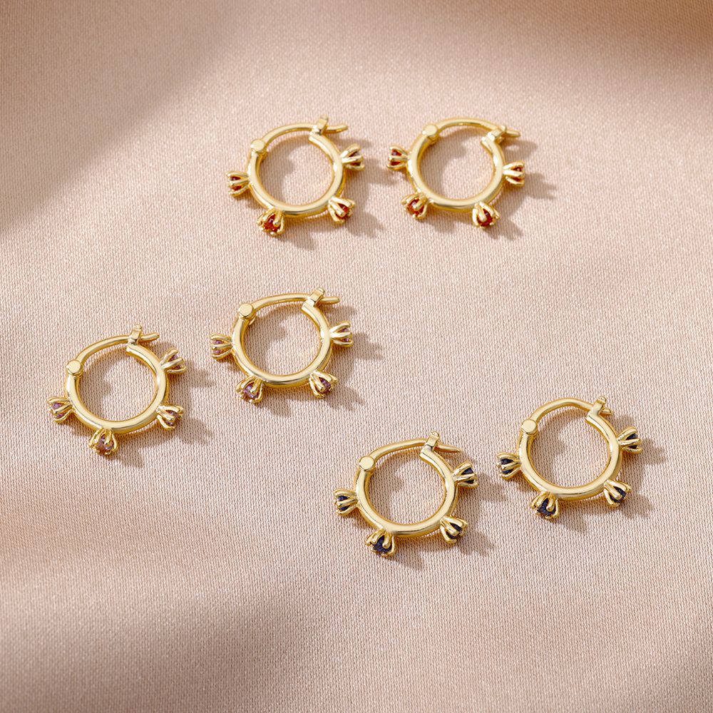 Brincos de aço inoxidável para mulheres minimalista zircão de ouro em forma de flor redonda brincos piercing boho jóias presente bijoux femme