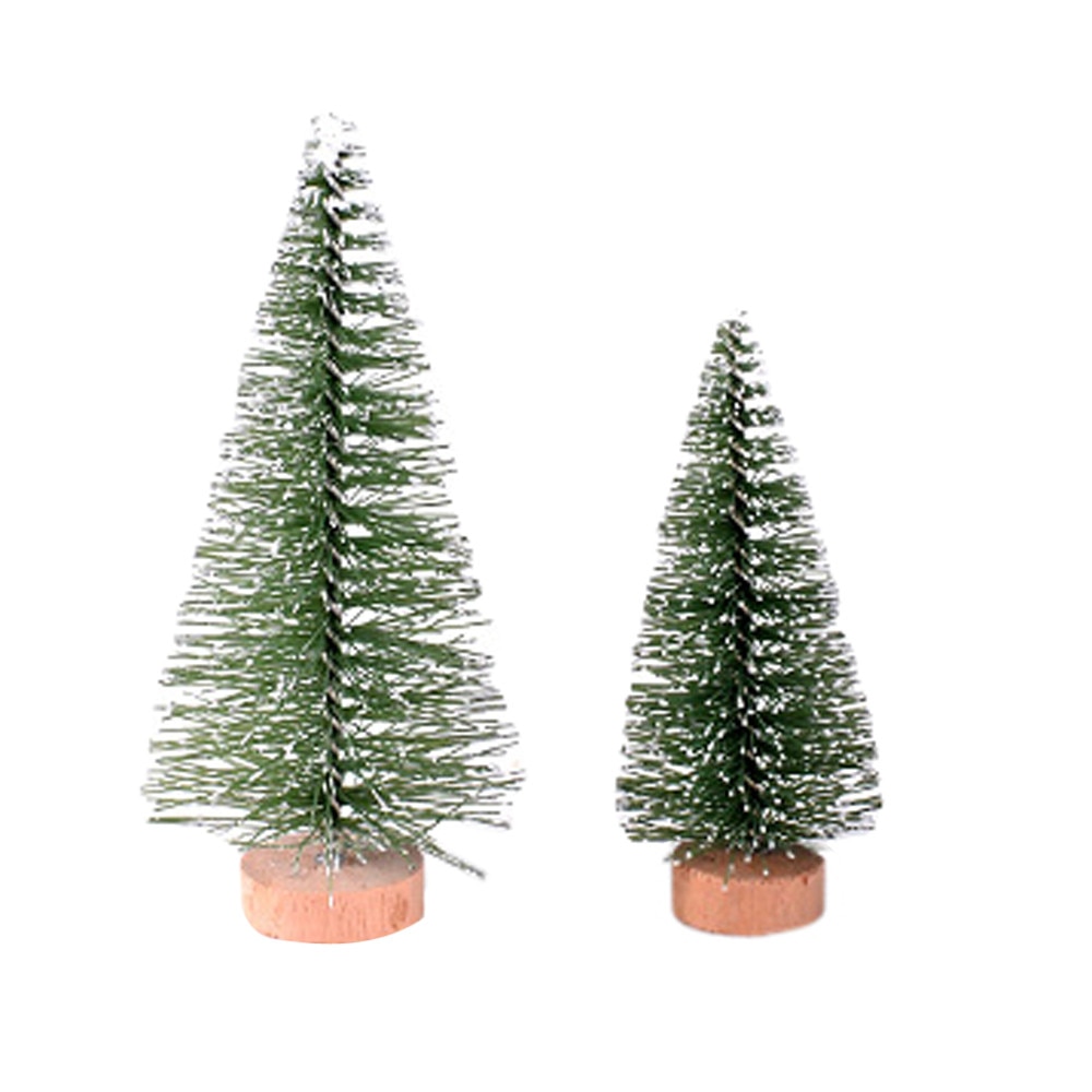 25# Year Christmas Tree Mini Pine Tree With Wood Base Diy Home Table Top Decor Hanging Decoration Xmas Home Wedding Party