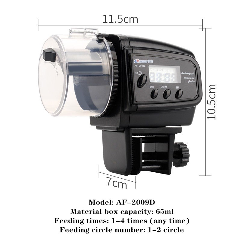 Digital Automatic Fish Feeder Moisture-Proof Aquarium Feeder Auto Feeding Dispenser with LCD Indicates Timer for Vacation: AF-2009D