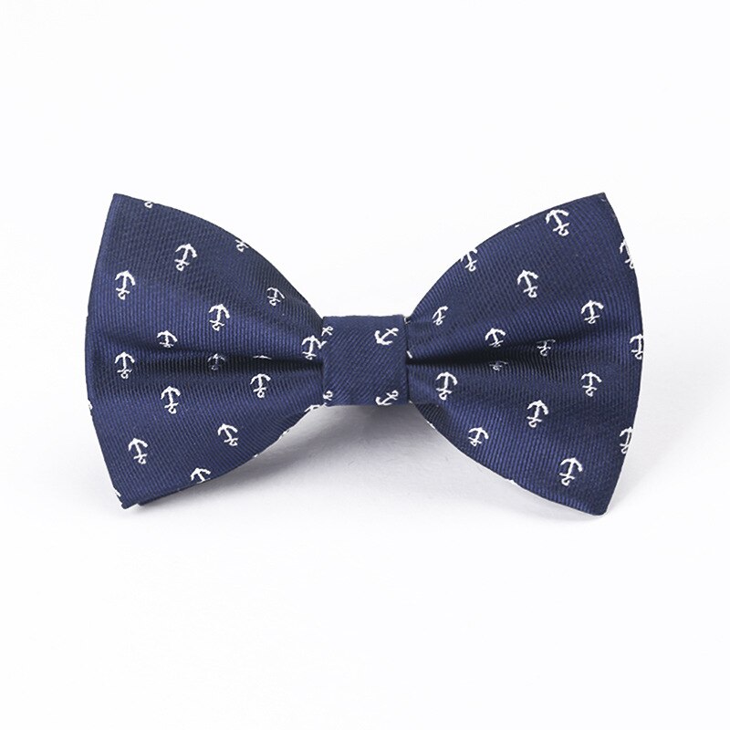 Barn gutt polyester sløyfe sommerfuglslips justerbar lys silkeblå stripet ankertrykk sløyfe fest kjæledyr halsslips: 5