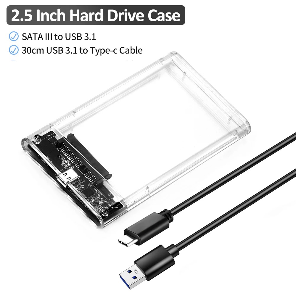 Obudowa zewnętrznego dysku twardego USB3.1 2,5-calowa obudowa dysku twardego Szybka pamięć masowa USB 5 Gb/s do dysku twardego Micro Type-C SATA SSD do laptopa PC: Srebrny