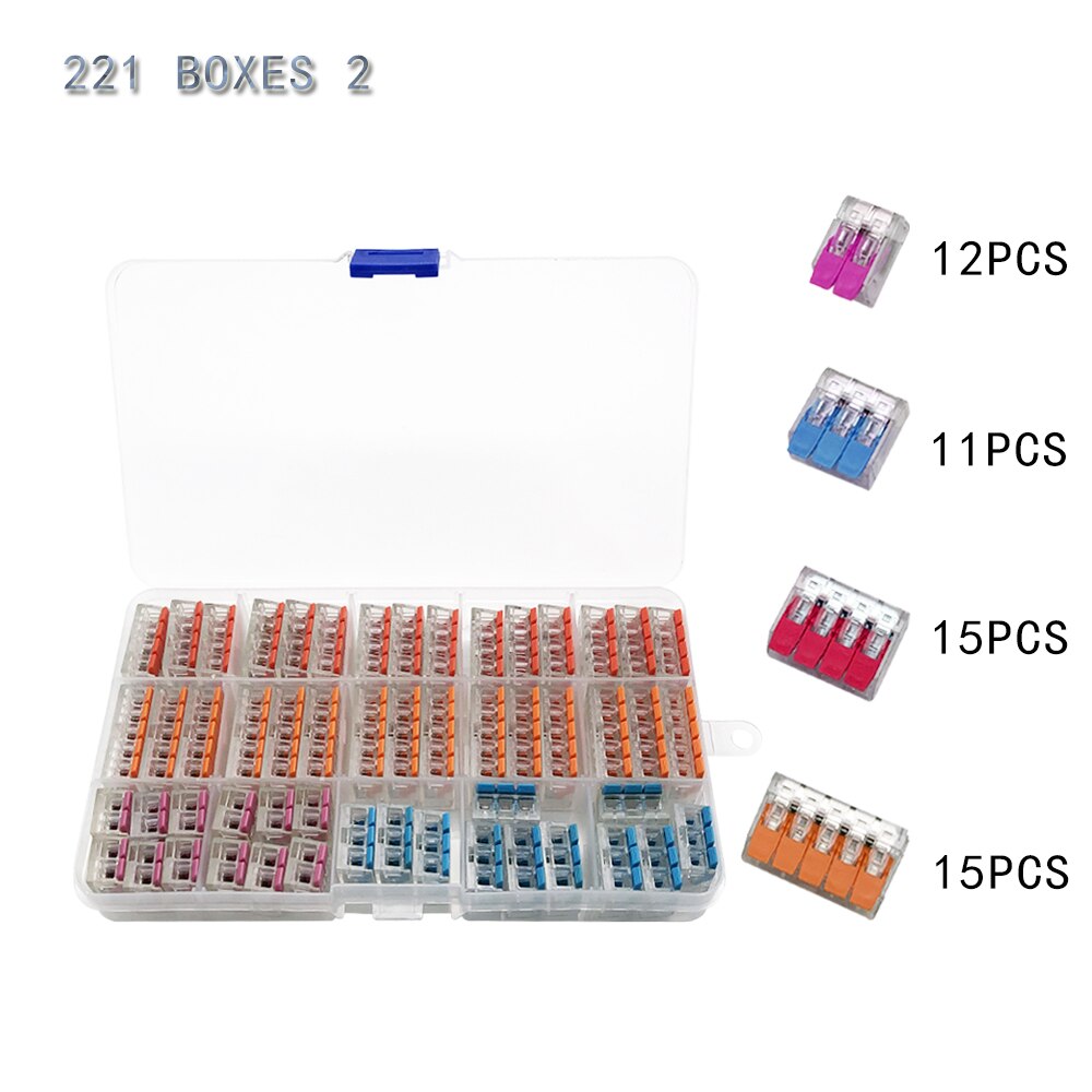 wire connector set box universal compact terminal block lighting wire connector for 3 room hybrid quick connector: 221 Boxes 2