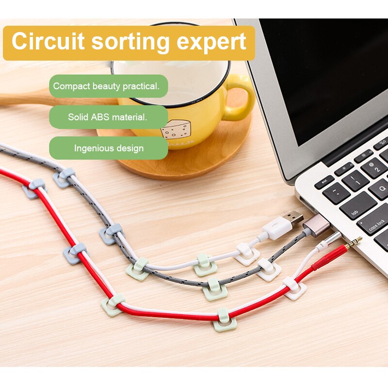 Fastgørelsesklemme wire clip bordplade væg wire fiksering selvklæbende wire clip wire net finish finish clip wire management organizer