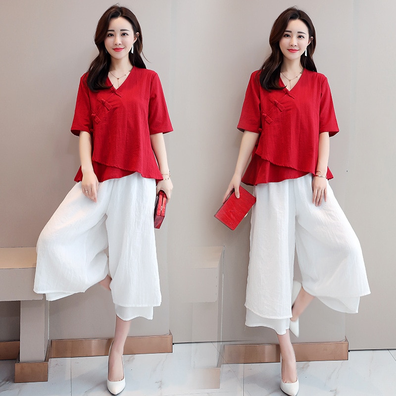 Chinese Style Vintage Hanfu Traditional Clothing for Women Tang Suit Linen Shirts Tai Chi Uniform Breathable Blouse Clothes