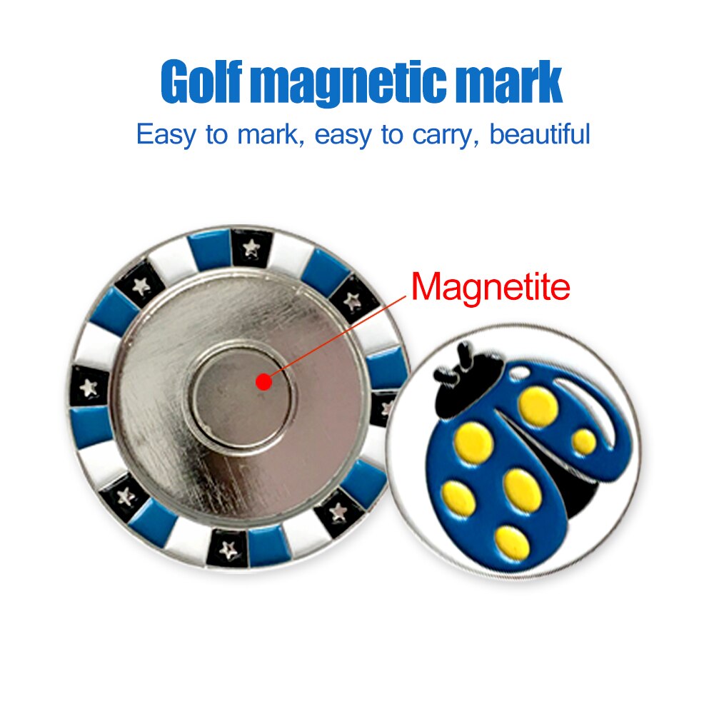 Double Layer Golf Ball Markers Assorted Patterns, Mark Golf Hat Clip Divot Tool Accessories