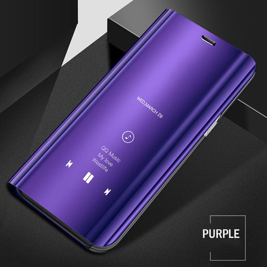 A91 Smart Spiegel Flip Cover Voor Oppo A91 Case Luxe Voor Oppo PCPM00 CPH2001 CPH2021 6.4 Inch Telefoon Case coque Fundas: Purple blue