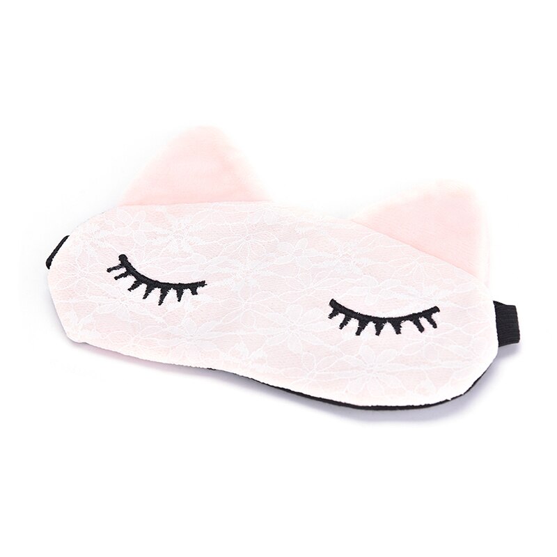 Mascarilla negra con dibujos animados para dormir, de gato antifaz para dormir, relajante, 1 unidad: Rosa
