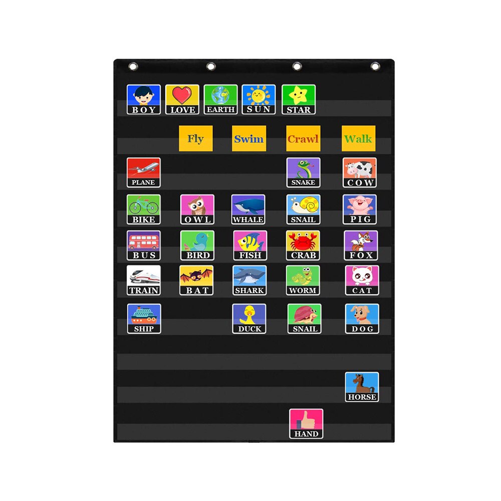 10 Giant Standard Insert Card Home Scheduling Easy Mounting Transparent Pocket Chart Classroom Teaching Learning Resources