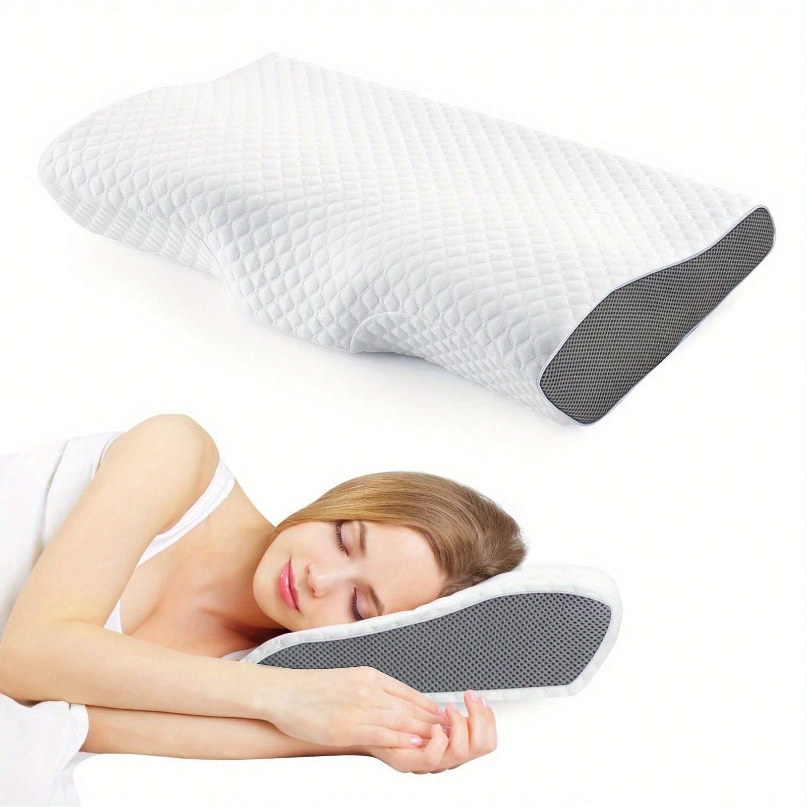 1 almohada de espuma viscoelástica, almohada para dormir para personas mayores de lado, espalda y estómago, almohada de soporte contorneada para el cuello mejora el sueño: Default Title