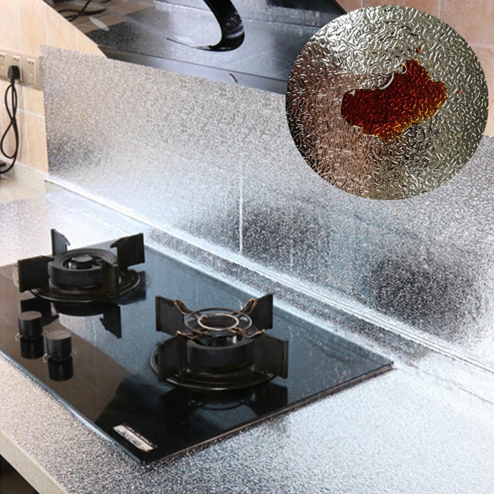 Dikkere Aluminiumfolie Keuken Kast Sticker Waterdichte Zelfklevende Behang Zelfklevende Waterdichte Decoratieve Films