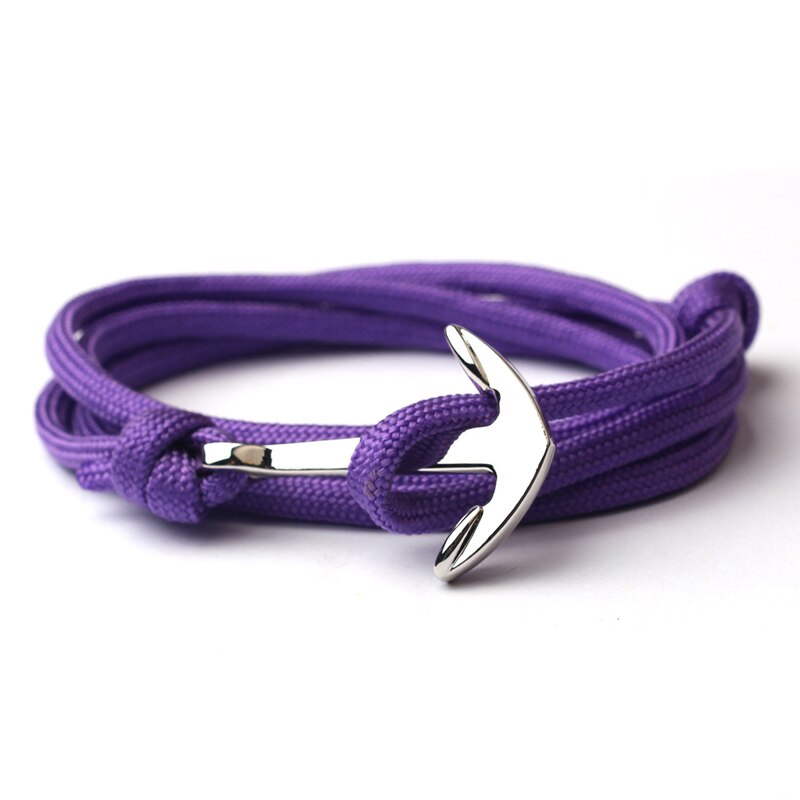 NIUYITID-pulsera de ancla de la amistad para hombre y mujer, brazalete de cuerda de nailon multicapa, hecho a mano, azul marino, joyería: purple