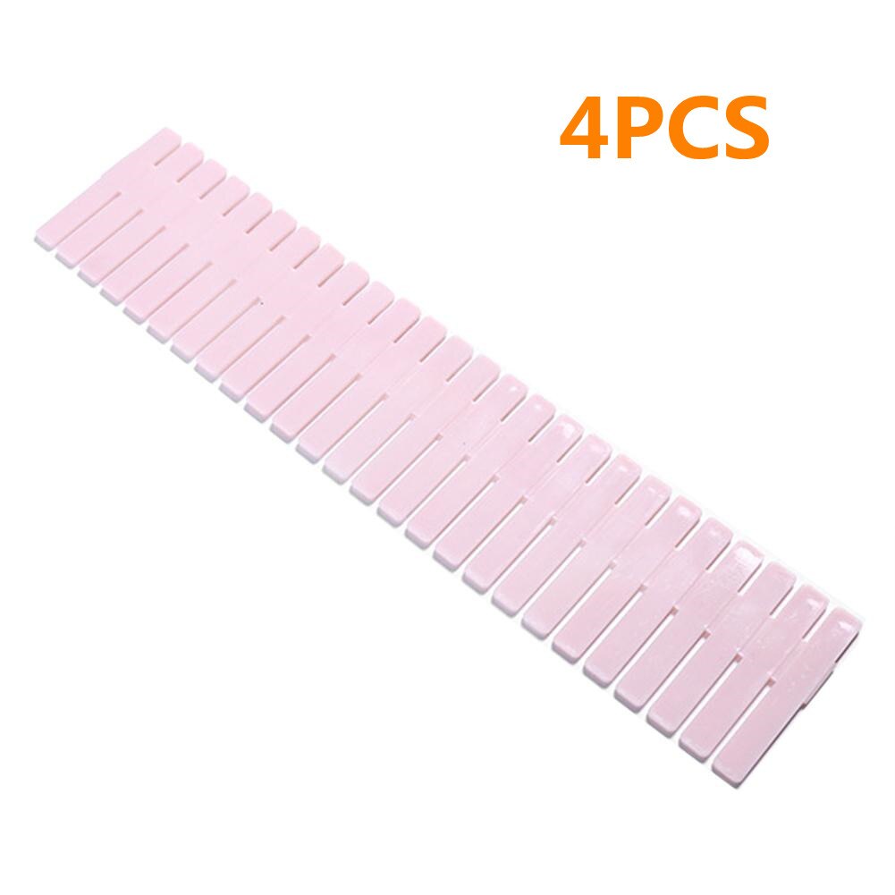 DIY Drawer Divider diy storage shelves Household Adjustable Plastic Storage Box Partition Board Space-saving Tools for Socks: 4Pcs  Light Pink