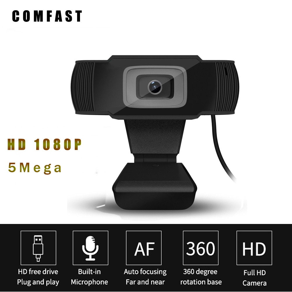 Comfast Full Hd Webcam 1080P 5MP 60fps Dropcam Usb Camera Webcam Autofocus Camara Web Para Pc Laptop Camaras para Ordenadores