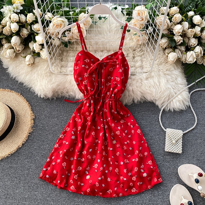 Mono individual Floral de verano para mujer, monos playeros Vintage estilo bohemio, pantalones fruncidos de pierna ancha cortos, monos con estampado de gasa: red