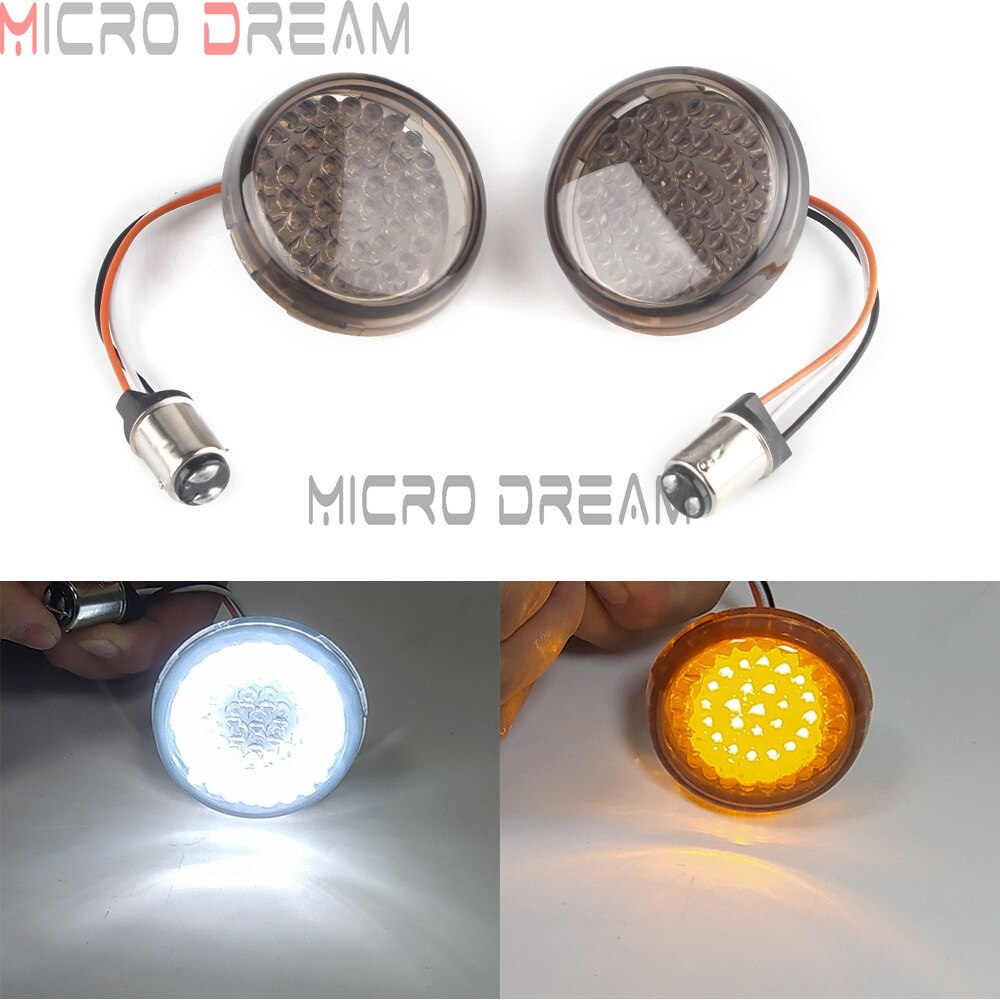 Vorne/Hinten LED 1157 Blinker Lauf Bremse Lichter Einsätze Für Harley touren Straße Electra Straße gleiten Softail Sportster dyna: Bernstein Weiß