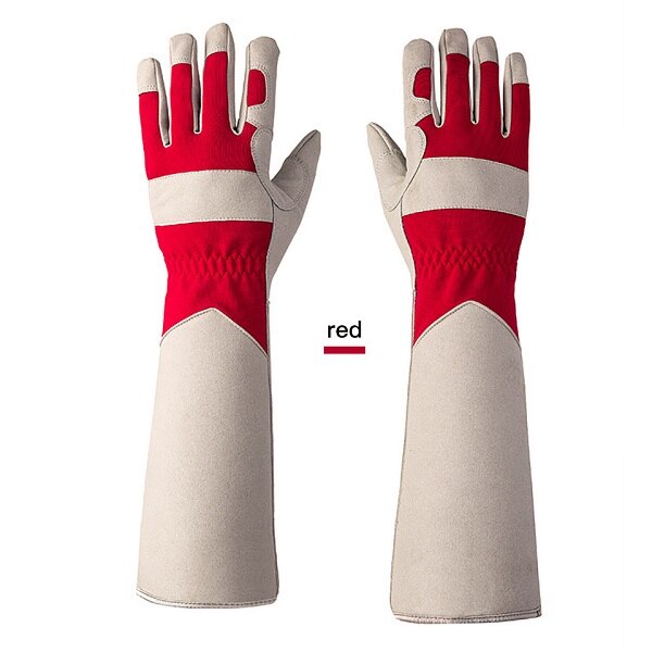 Langærmet håndledsbeskyttelseshandsker svejse arbejdere handske haveblomst beskæring arbejdskraftbeskyttelseshandsker til svejsning af køkken 2pc: 45cm røde