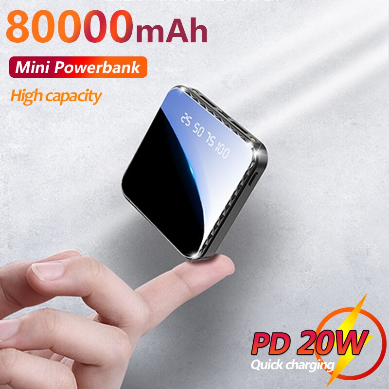 80000mAh Tasche Mini Energie Bank Externe Batterie Geeignet für Samsung Xiaomi Iphone Tragbare Schnelle Ladegerät