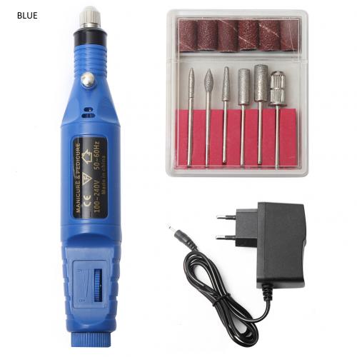 Conjunto de brocas para arte de unha, conjunto de 6 peças, lixas em gel uv, ferramenta elétrica para manicure e pedicure: Azul