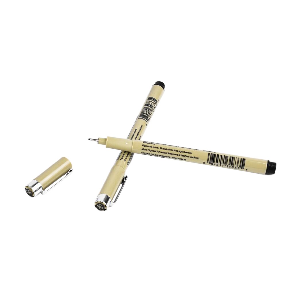 Micro Pen 08 Black Ink Marker Fine Point Felt Tip Pen for Artist Drawing, Pack of 2