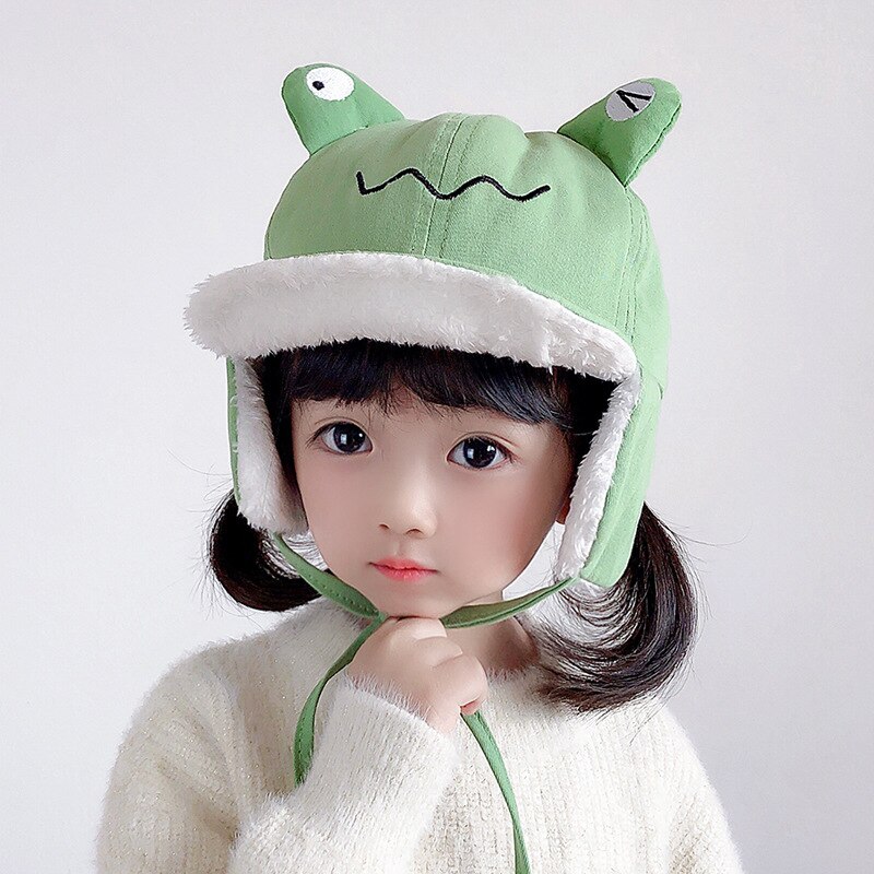 Gorro de piloto de rana para niño, gorros con orejeras, gorros para niño, gorros para niño, gorros cálidos con orejeras, protección para las orejas, gorro Lei Feng, accesorios para niño