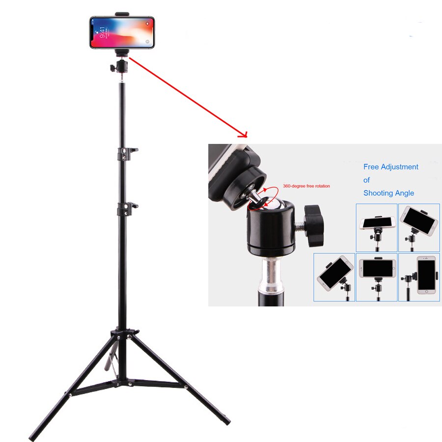 Universal aluminiumslegering stativ til mobiltelefon kamera ring lys stativer fotostudie video belysning baggrund tripod  ne028