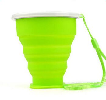 Silicone Retractable Cup Potable Telescopic Collapsible Cup Travel Outdoor Camping Hiking Water Folding Bottle Coffee Hand Cup: Green