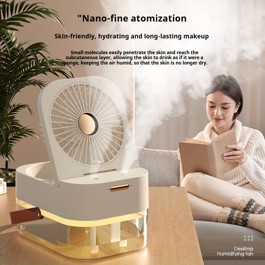 Kabelloser Luftbefeuchter mit Ventilator, 2,5 l, großes FassungsvermöGen, Wassernebel, USB, tragbare Klimaanlage, Diffusor für sterben Fernbedienung von Zuhause und Zimmer