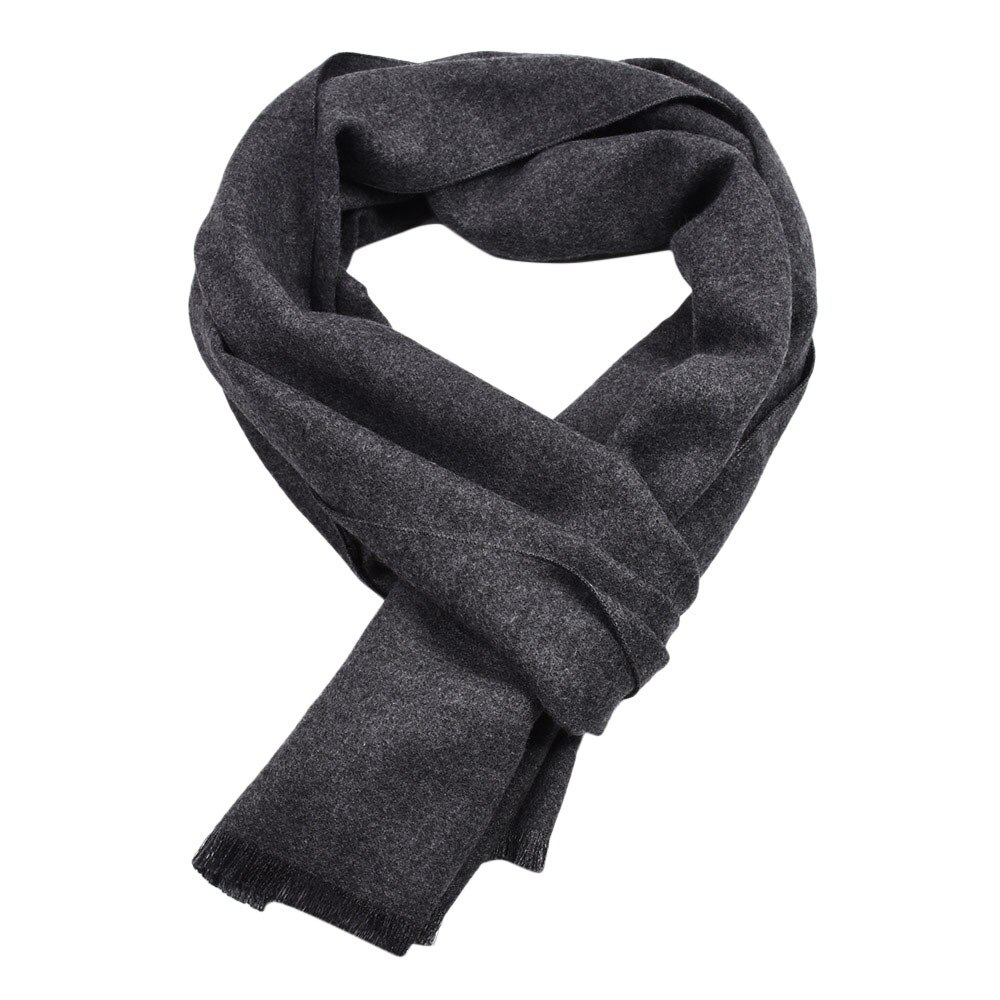 Klv mænds tørklæde vinter varm ensfarvet cashmere casual lang blød hals halstørklæde sort, grå, rød, marineblå, mørkegrå  z1009: Dg