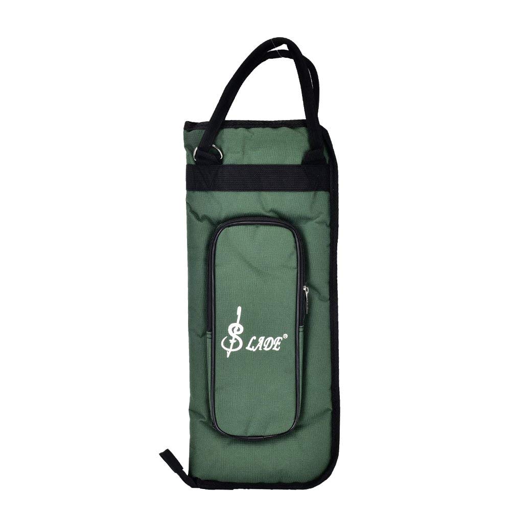 Funda para baquetas, soporte de batería, bolsa de mazo de percusión con bolsillo externo y ganchos Tom para suelo: Green