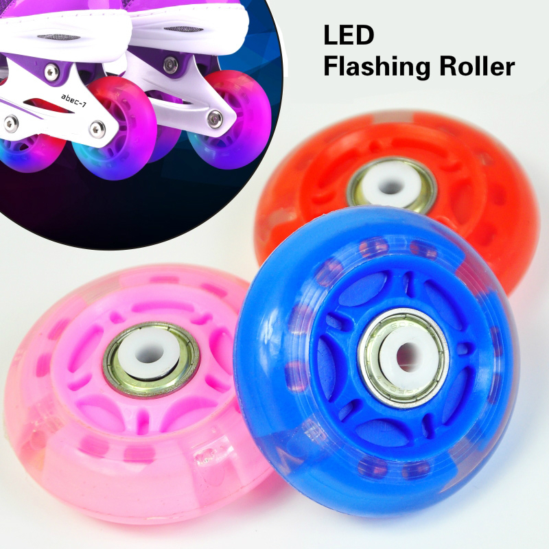8 kpl 64mm 70mm vilkkuva rullaluistimet pyörä inline luistimet kengät pyörät pu led liukuva luistinpyörä + magneettisydän + laakeri