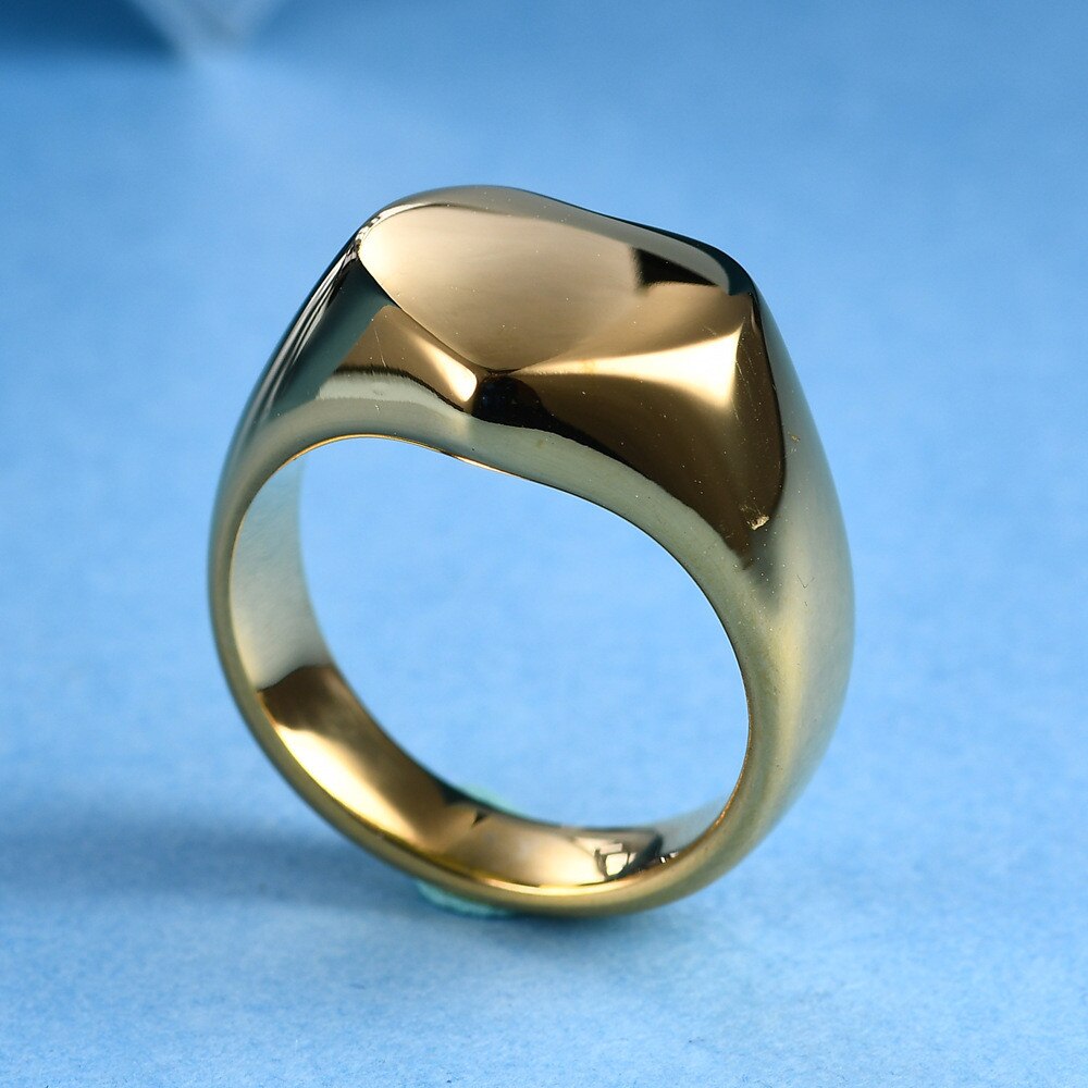 316L Stainless Steel High Polished Heart Ring For Women Gold Color Not Fade Woman Man Lover Rings