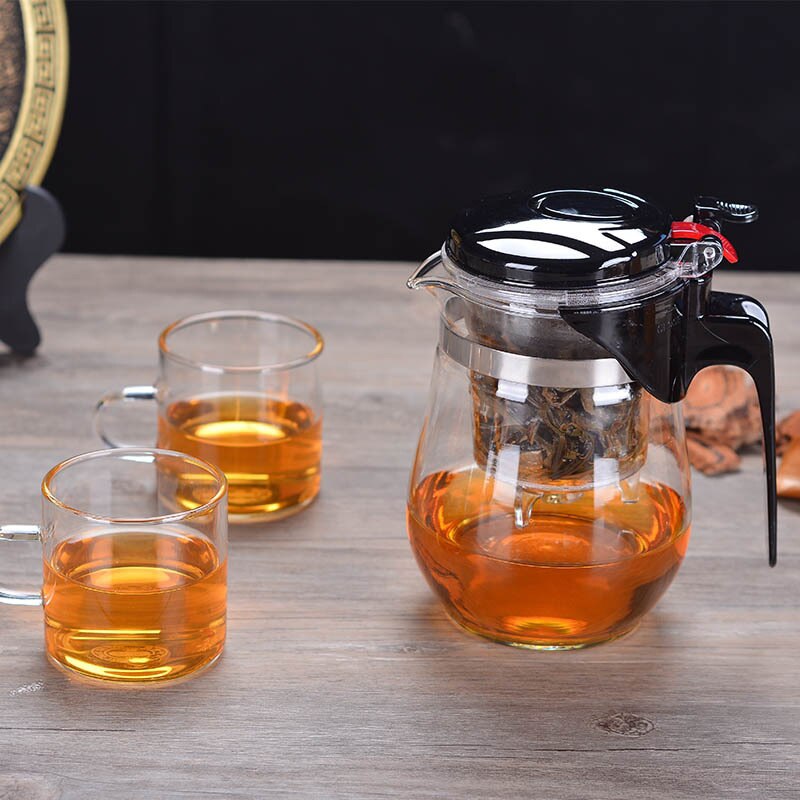 500ml/750ml glas tekanna värmebeständig tekanna för löst te med infusionsapparat kinesiskt set kontor tekanna