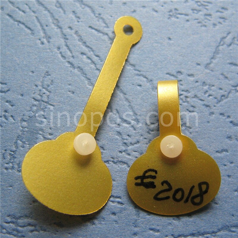 Goud Jewelries Prijskaartje, gouden PVC knop snap clip geschenkverpakkingen label plastic hangtag DIY vinyl fastener wedding ring tags