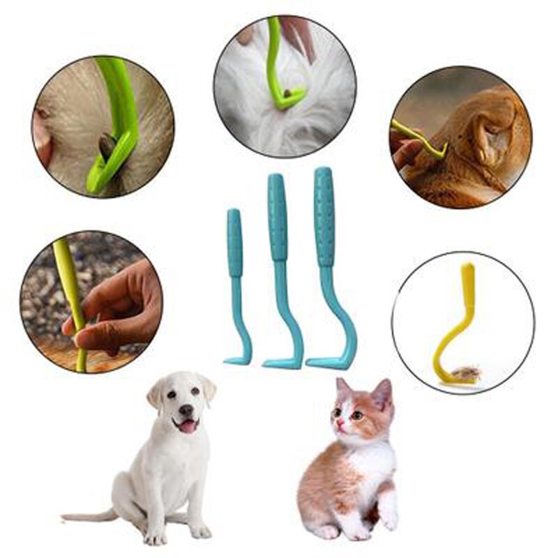 3Pcs Pet Tick Picker Flea Removal Tool Huisdier Kam Huisdier Vlo Remover Tool Krassen Haak Remover Huisdier Kam Kat hond Grooming Supplies