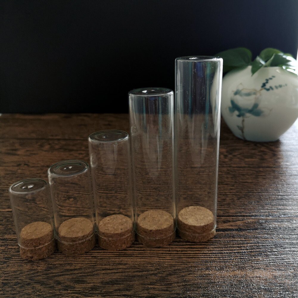 Tubos de ensayo de vidrio con tapones de corcho, botellas de embalaje, frascos de deseos para laboratorio, experimento o , diámetro de 22mm, 4ml a 30ml, 20 unids/lote