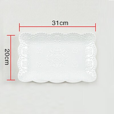 Embossed Bone China Dishes European-style Hollow Dishes Ceramic Tableware Western Dishes Salad Dishes Steak Dishes: 1pcs- 12 inch