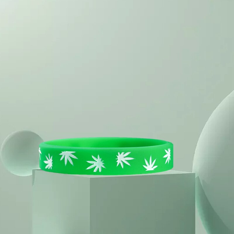 Unisex Leaves Printed Silicone Bracelet Bangles Unisex Rubber Wristband Jewelry
