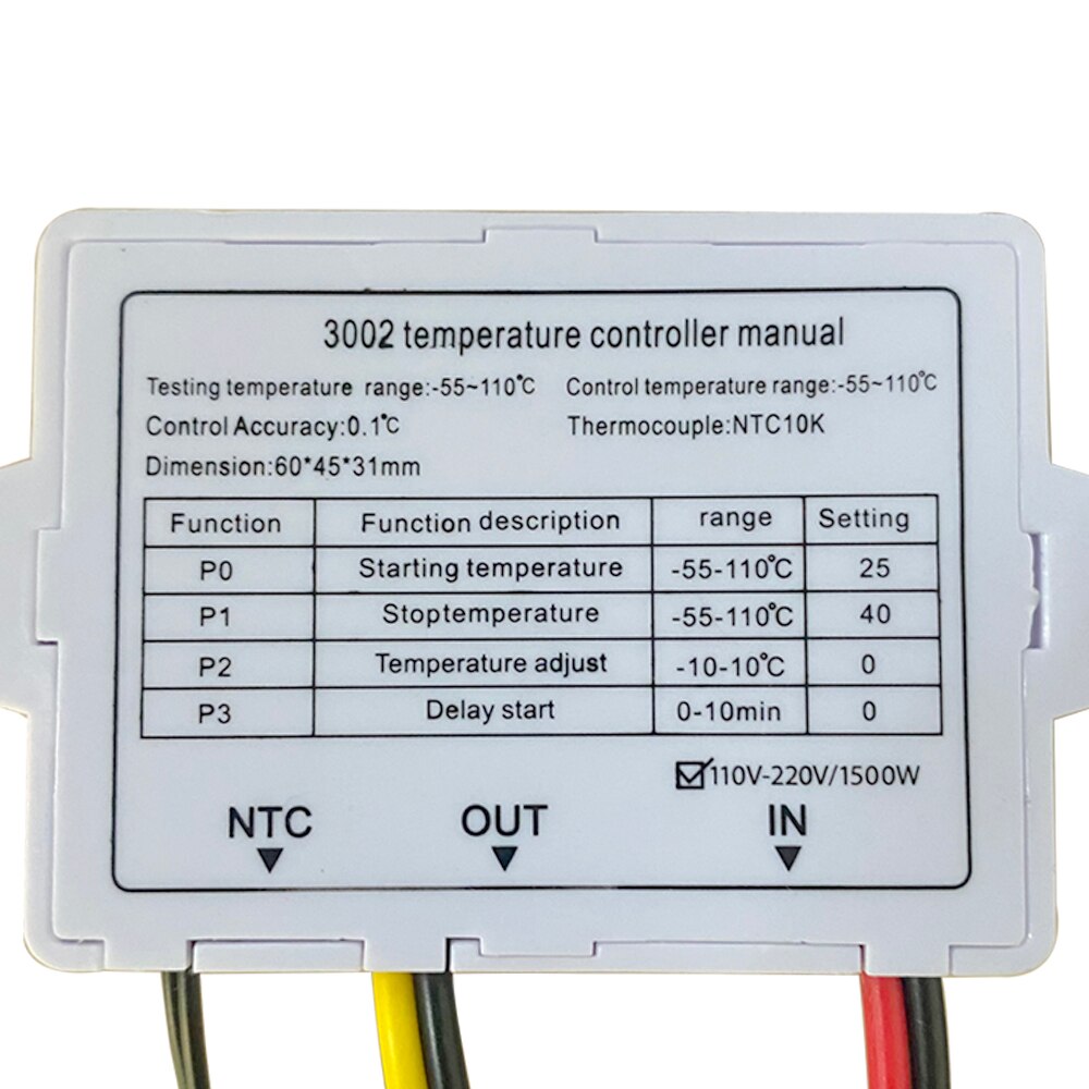 XH-W3002 110-220V Digitale Led Temperatuur Controller 10A Thermostaat Schakelaar Probe Met Waterdichte Sensor Microcomputer