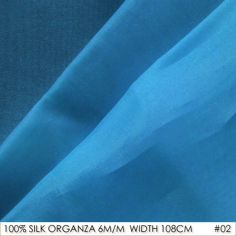 SILK ORGANZA Gauze 108cm width 6momme Silk Chinese Tulle Roll Fabric Supplier Wedding Dress Gauze Peacock Blue NO 02