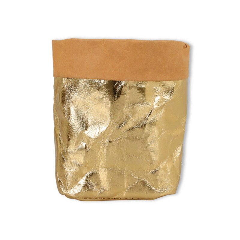 Hergebruik cosmetica organizer kraft papieren zakken multifunctionele thuis opbergtas wasbare kraft papieren zak planten bloemen potten vaas,.: J