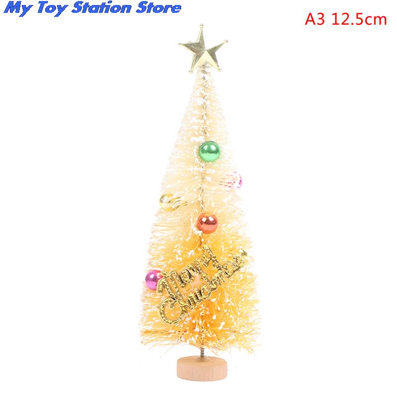 1PC 12.5cm/16cm Mini Christmas Tree Gold Green Small Pine Tree Sisal Placed In The Desktop Year Xmas Party Ornaments: A3