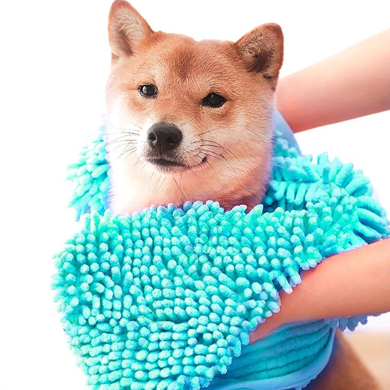 Toalla de microfibra para perro Ultra absorbente de secado rápido para mascotas toallas de baño para perros mascotas gatos LBShipping: Azul / S
